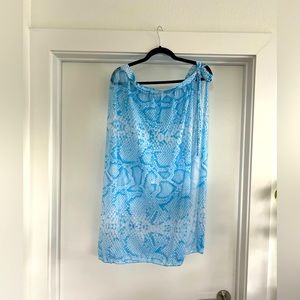 Beach cover up skirt / snakeskin 2xl blue white